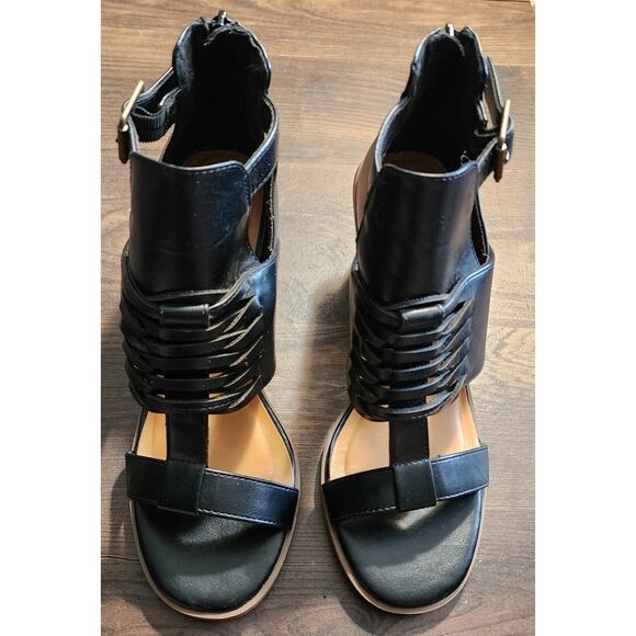 Maurices SuperCush Black Ariana Open Toe Wedge Heel Sandals Size 9 - Picture 2 of 7